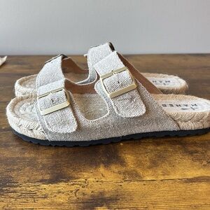 Manebi Beige Sandals with Buckle 40 NWOT